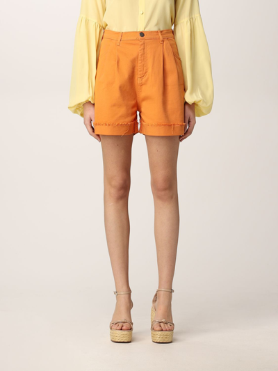 Federica Tosi Shorts With Fringed Hem In Orange