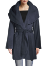 Tahari Hooded Wool-blend Coat In Misty Blue