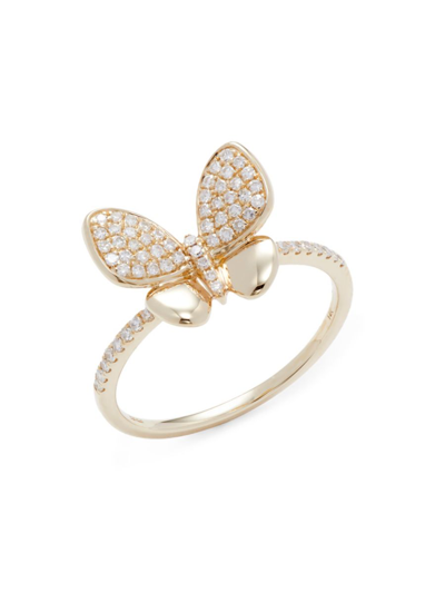 Effy Women's 14k Yellow Gold & 0.29 Tcw Diamond Butterfly Ring