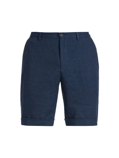 Saks Fifth Avenue Collection Cuffed Linen Shorts In Navy