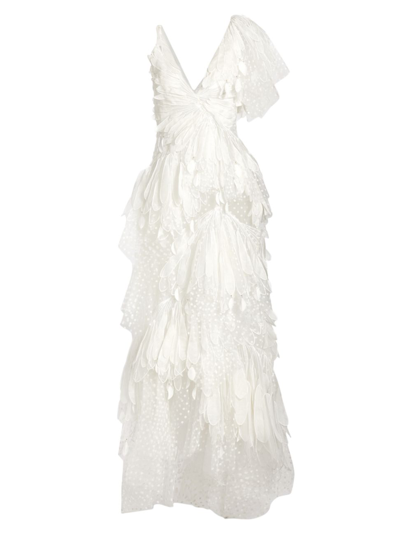 Zimmermann Rhythmic Fluted Gown In Ivory