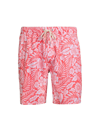 Fair Harbor Men's Anchor 8'' Floral-print Swim Shorts In Red Hawaiian Floral