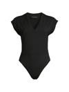 DONNA KARAN V-NECK CAP-SLEEVE BODYSUIT