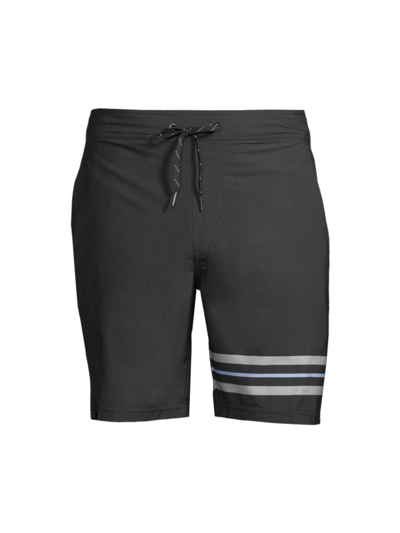 Fair Harbor Men's 8" Ozone Active Stripe Swim Shorts In Black Grey