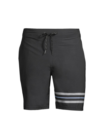 Fair Harbor Men's 8" Ozone Active Stripe Swim Shorts In Grey Stripe