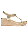 Michael Michael Kors Laney Metallic Leather Wedge Sandals In Gold