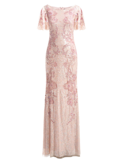 Theia Women's Katya Beaded & Floral-embroidered Gown In Pink