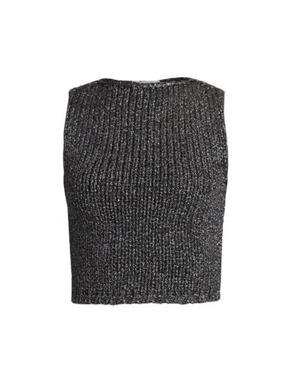 Jw Anderson Cropped Metallic Knit Tank Top In Black