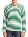 Comme Des Garçons Play Striped Cotton Shirt In Green