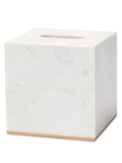 Sferra Pietra Marble Tissue Holder In White/gold
