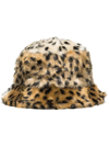 Stand Studio Brown Wera Faux Fur Leopard Bucket Hat In Brown