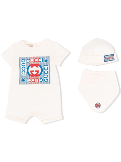 Gucci Babies' Logo-print Cotton Jersey One-piece In White