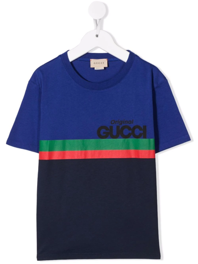 Gucci Kids' Original  Colourblock T-shirt In Blue