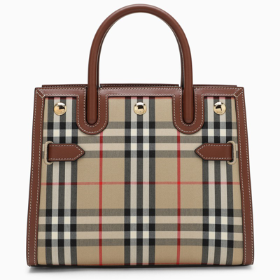 Burberry Vintage Check Small Title Bag In Beige