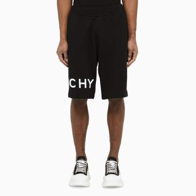 Givenchy Cotton Bermuda Shorts With Logo Print In Black