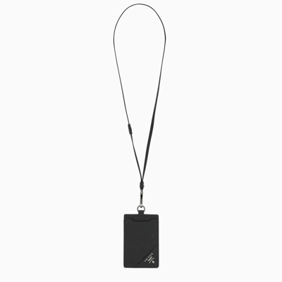 Prada Black Saffiano Badge Holder