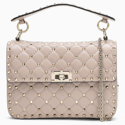 Valentino Garavani Pink Medium Rockstud Spike Bag In Beige