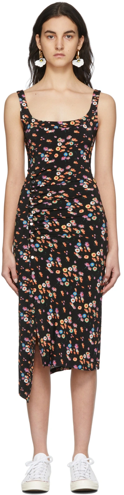 Rabanne Black Sleeveless Medium-length Dress In Multicolor