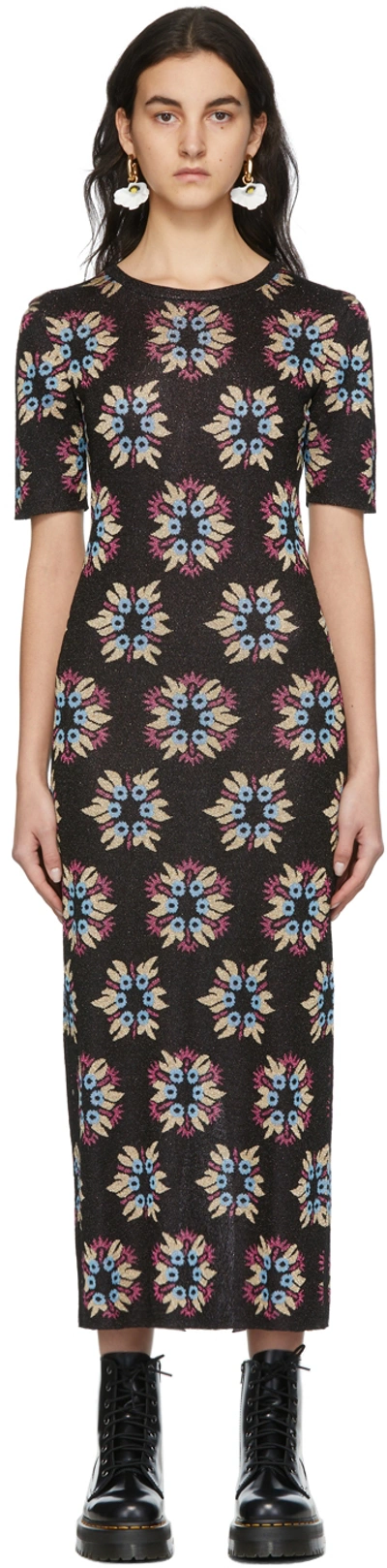 Rabanne Ssense Exclusive Black & Multicolor Jacquard Knit Capsule Dress In M006 Black Green