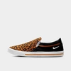 Nike Women's Court Legacy Leopard Slip-on Casual Sneakers From Finish Line In Black/wheat/white