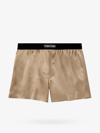 Tom Ford Velvet-trimmed Stretch-silk Satin Boxer Shorts In Beige