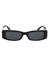 Valentino Black Thin Rectangular Sunglasses In Black