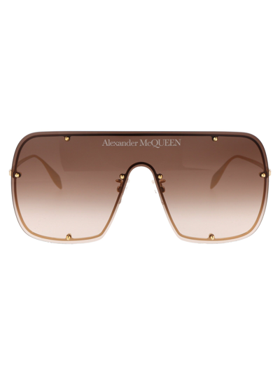 Alexander Mcqueen Gradient Oversize-frame Sunglasses In 002 Gold Gold Brown