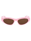 Balenciaga Logo Twisted Acetate Cat-eye Sunglasses In 004 Pink Pink Brown
