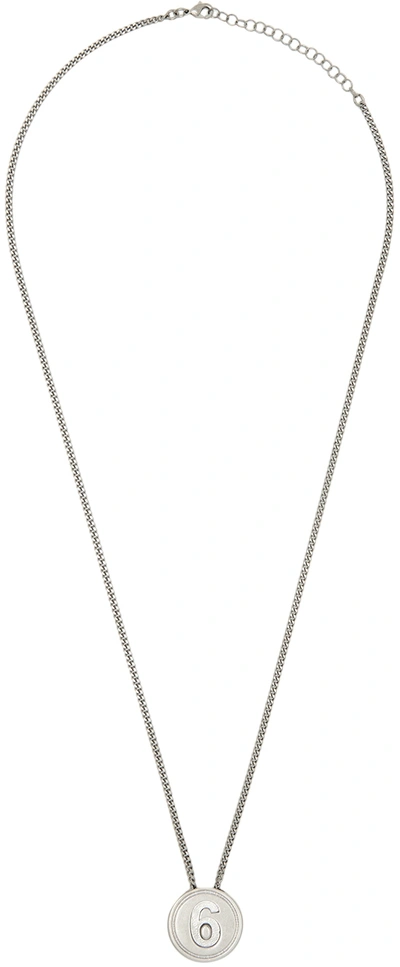 Mm6 Maison Margiela Silver Signet Pendant Necklace In 953 Palladio Buratta