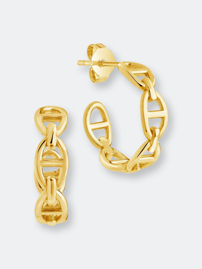 Sterling Forever Sterling Silver Anchor Chain Hoops In Gold