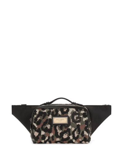 Dolce & Gabbana Leopard-print Belt Bag In Black