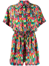 Valentino Optical Print Playsuit In Green