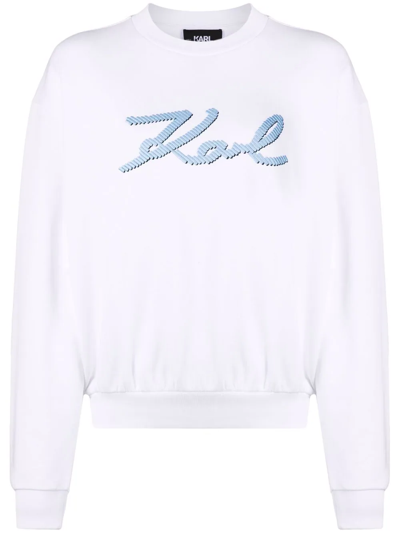 Karl Lagerfeld Logo-embroidered Sweatshirt In White