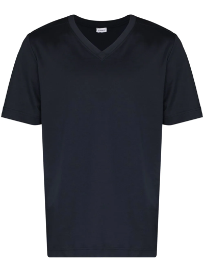Zimmerli Pure Comfort V-neck Cotton T-shirt In Navy