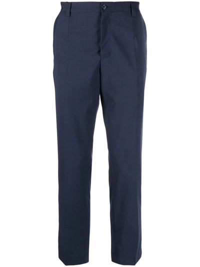 Dolce & Gabbana Check-print Cropped Trousers In Blue