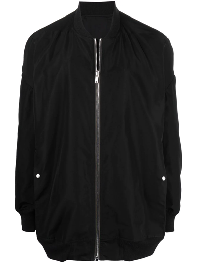 Rick Owens Jumbo Peter Flight Distressed Cotton Jacket In Black