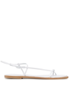Studio Amelia Filament Square-toe Flat Sandals In White