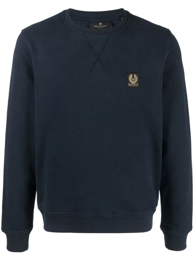 Belstaff Logo Print Jersey Sweatshirt In Navy