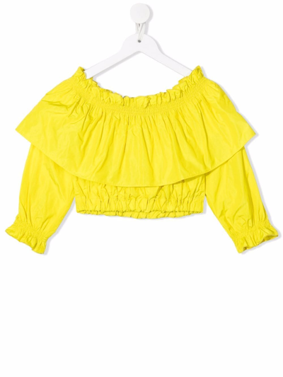 Msgm Kids' 露肩短款罩衫 In Yellow