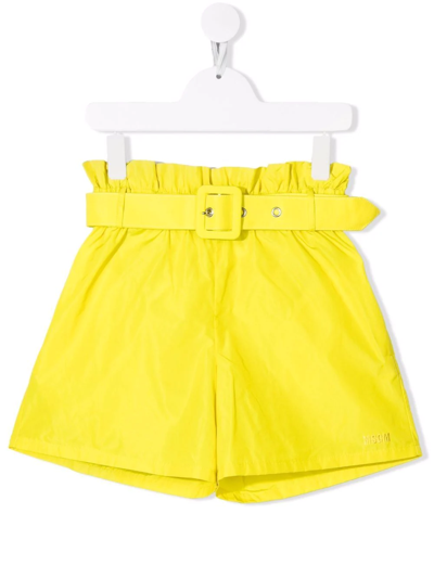 Msgm Yellow Teen Girl Bermuda Shorts