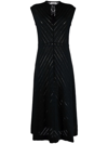 Jil Sander Striped V-neck Maxi Dress In Black