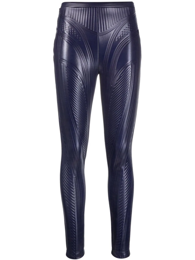 Mugler High-rise Biker Leggings In Blue