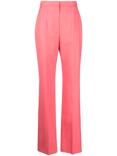 Alexander Mcqueen High-waisted Tailored Wool Trousers In Pink