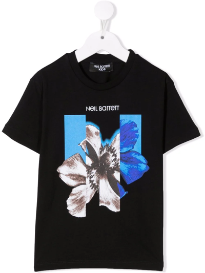 Neil Barrett Teen Graphic-print Short-sleeve T-shirt In Nero