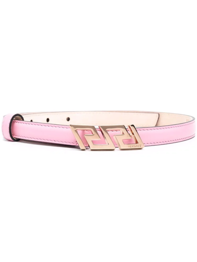 Versace Greca-detail Leather Belt In Pink