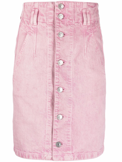Isabel Marant Étoile Tloan High Waist Denim Mini Skirt In Pink