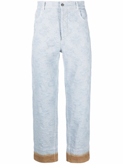 Nick Fouquet Patterned-jacquard Straight-leg Trousers In Blue