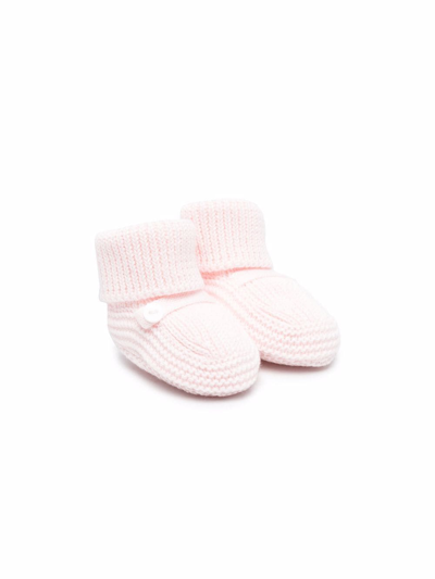 Little Bear Babies' 蝴蝶结细节针织拖鞋 In Pink