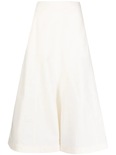 Jil Sander High-rise Cotton A-line Skirt In White