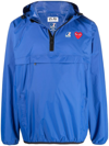 Comme Des Garçons Play X K-way Nylon Water-resistant Half-zip Jacket In Blue